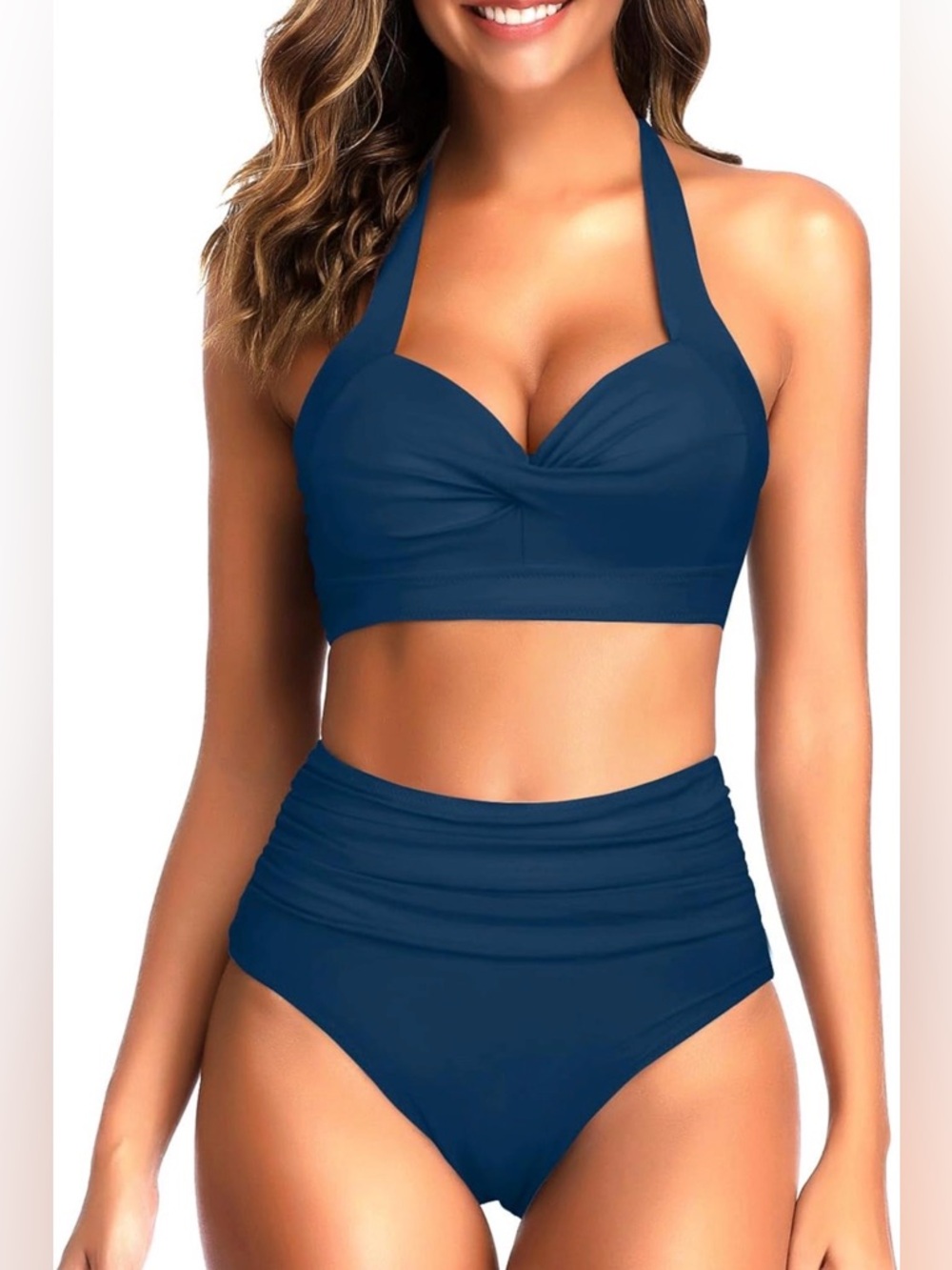 NWT Tempt Me Medium Teal Blue Bikini Set Tummy Control High Waist Full Coverage